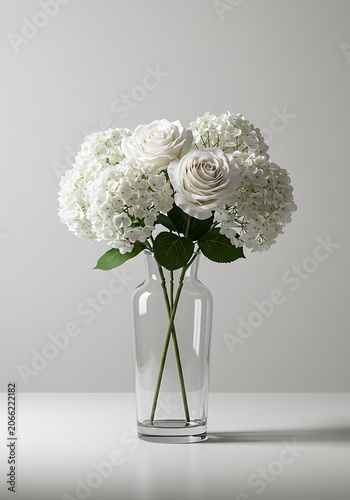 Serene Stillness: Hydrangea and Rose