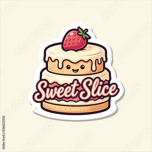 Sweet Slice Bakery Mascot Logo Vector Sticker Design