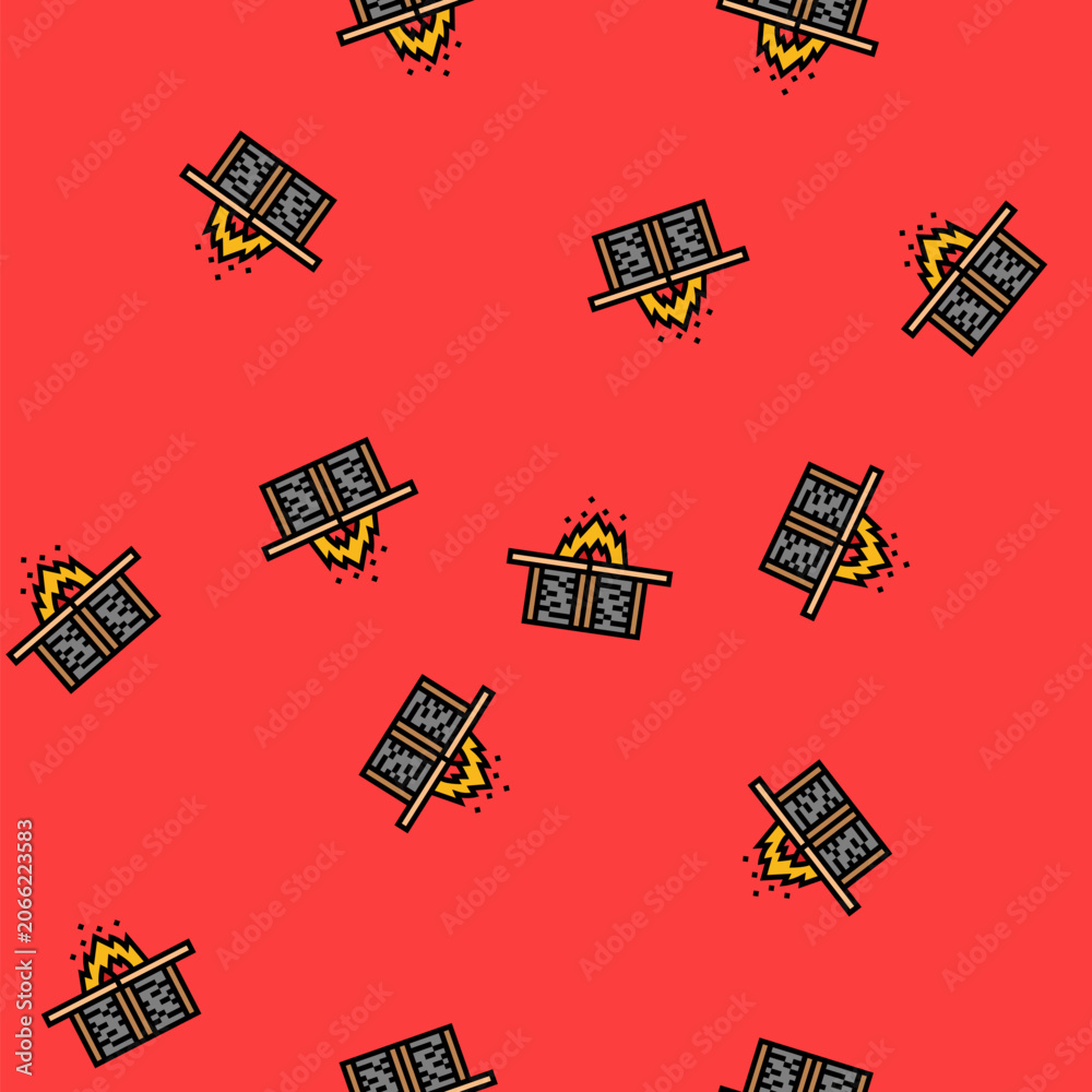 Fototapeta premium fire pit table outdoor furniture vector seamless pattern fire pit table outdoor furniture sign illustration