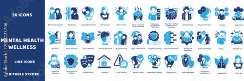 Photos Mental health wellness vector icons