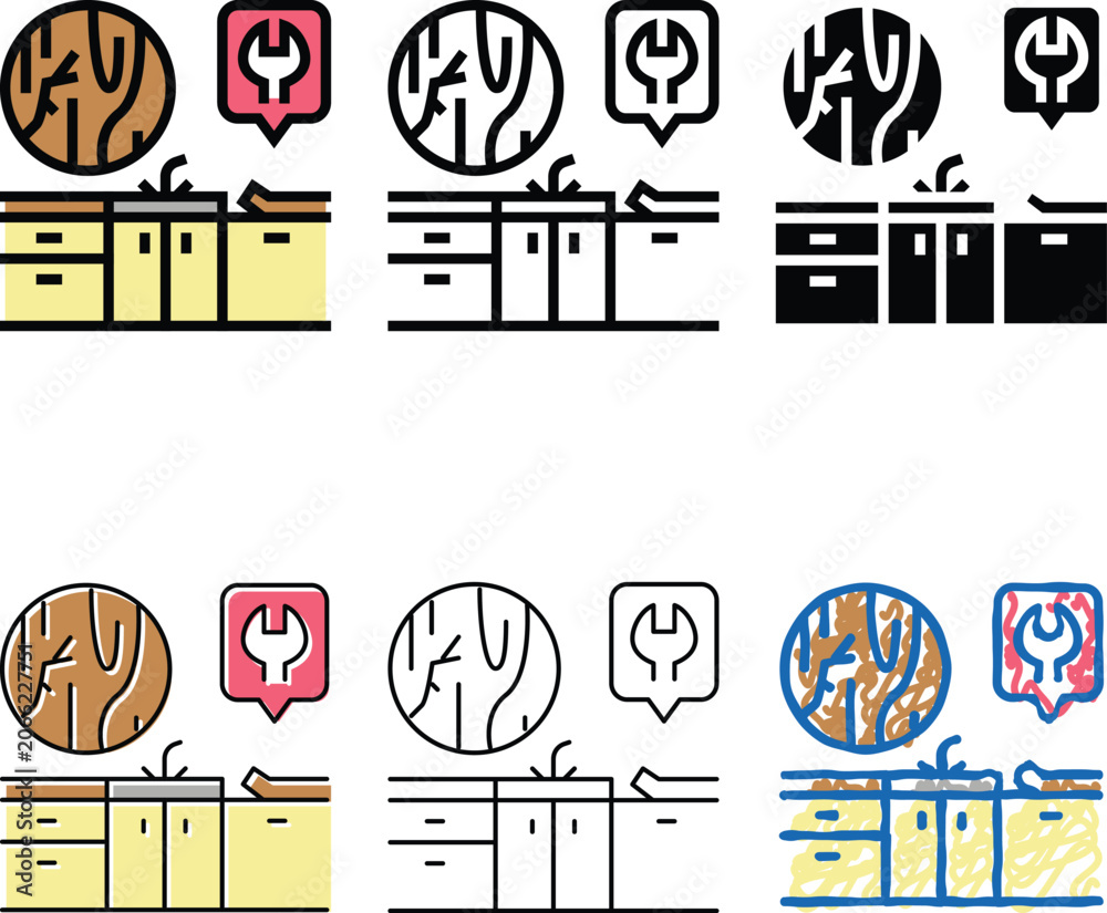 Obraz premium kitchen worktop repair color icon vector. kitchen worktop repair concepts sign. isolated symbol
