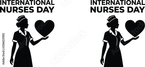 International nurses day graphic with heart symbol two versions