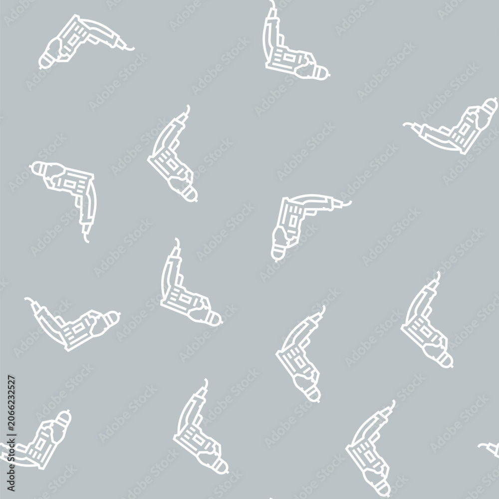 Fototapeta premium drill construction vector line seamless pattern drill construction sign illustration
