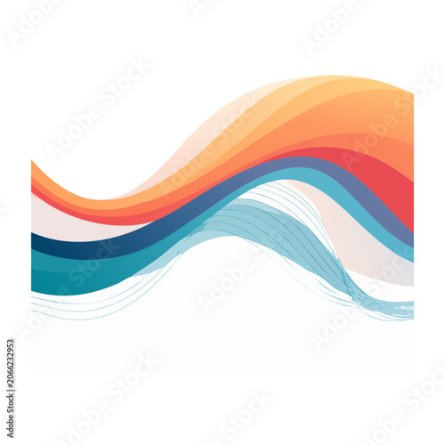 Abstract colorful wave flowing on white background