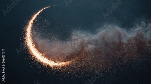 Glowing Golden Cosmic Arc in Space