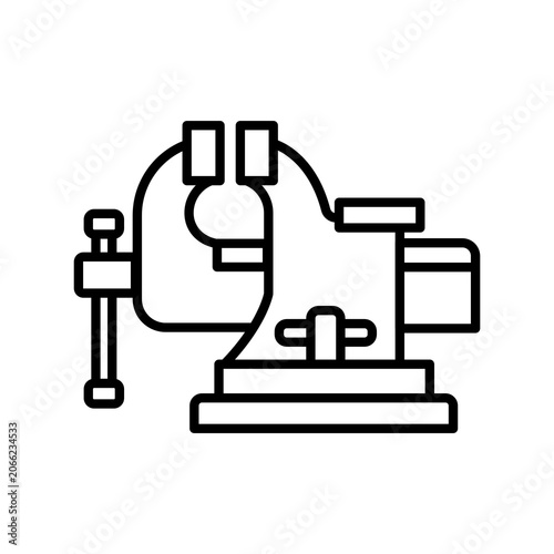 Photography Heavy duty mechanical bench vise line icon for workshop clamping work