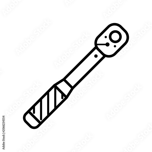 Photos Socket ratchet wrench spanner line icon for mechanical repair and tightening