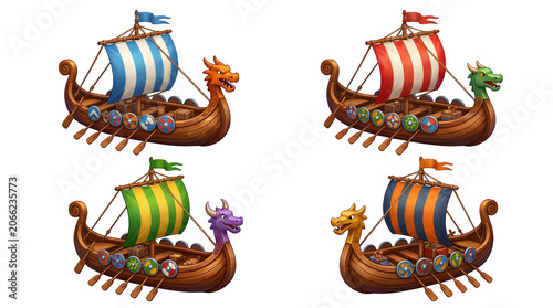 3D Viking Ship Render, Ancient Nordic Longship collection