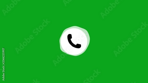 Minimalist Flat Phone Call Icon Animation on Green Screen Backdrop Video Editing Asset