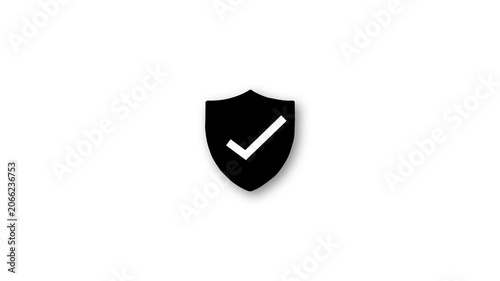 Shield Icon with Check mark Symbol Animation 4k video animation