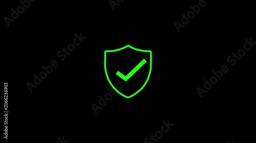 Shield Icon with Check mark Symbol Animation 4k video animation