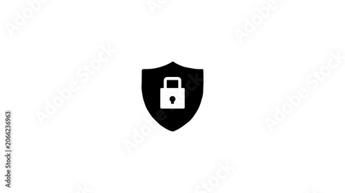 This video is with an alpha channel on a transparent background. It features an animated security protection icon with white background,4k video animation.
