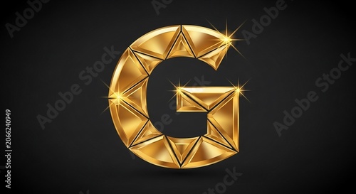 輝き放つ黄金の幾何学文字「G」
