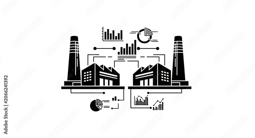Fototapeta premium Industrial factory buildings with graphs.