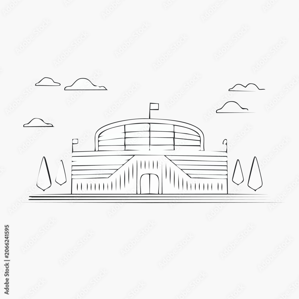 Naklejka premium Minimalist hand drawn sports stadium sketch