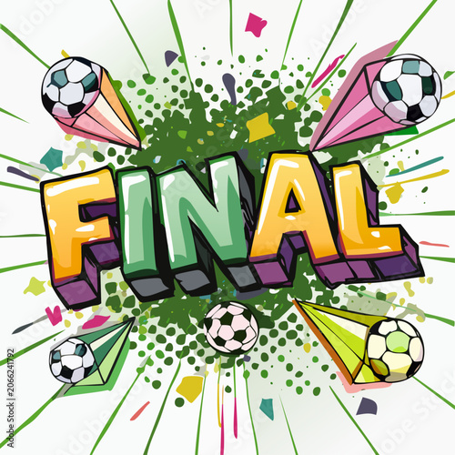 Comic book style final soccer match illustration