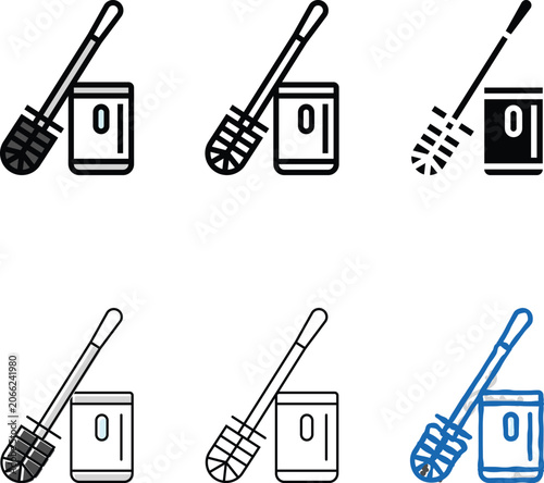 Photos toilet brush set bleach color icon vector