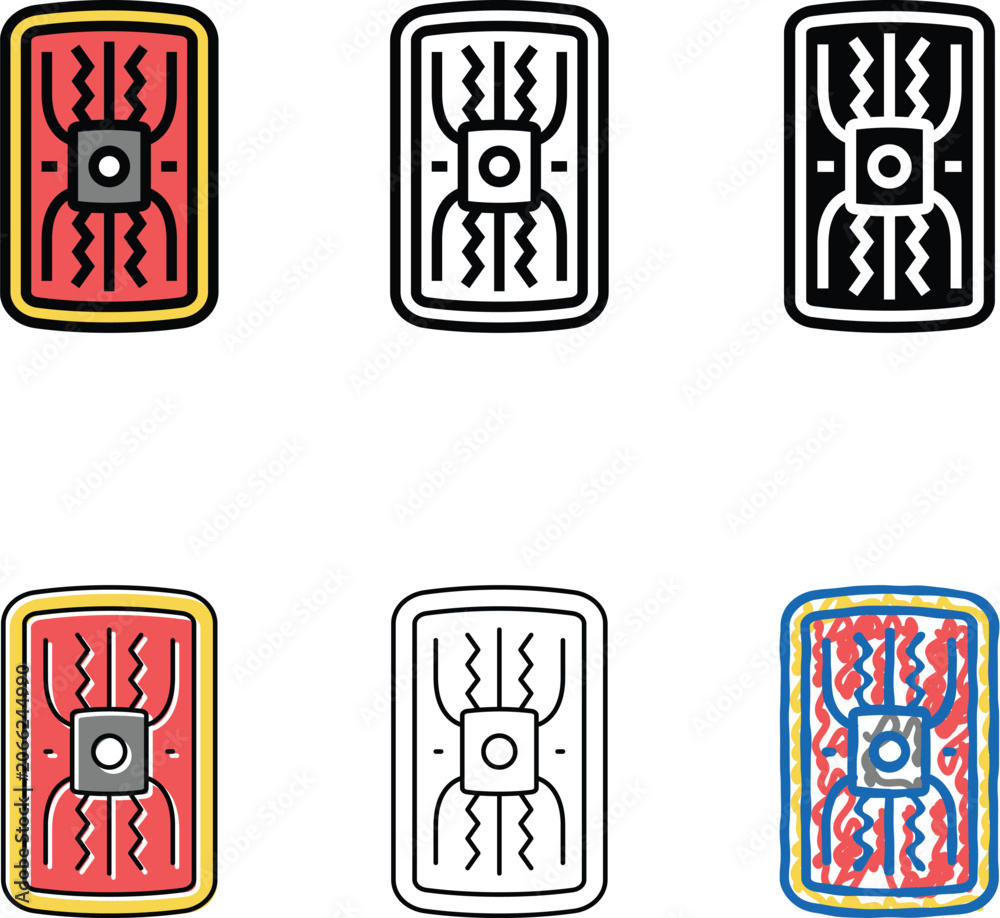 Naklejka premium warrior shield ancient rome color variety icon vector. warrior shield ancient rome sign. isolated symbol