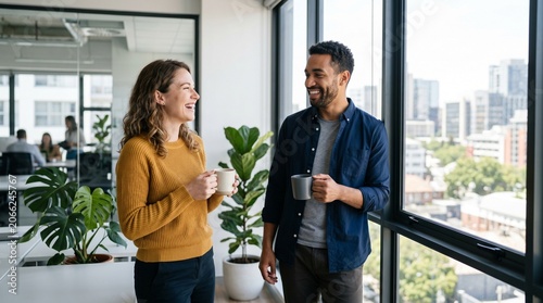 Business  Businessman and  Entrepreneur  Woman Drinking  Discussing Coffee