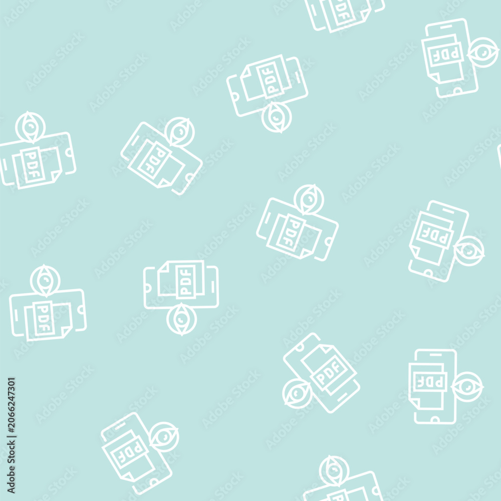 Fototapeta premium reading pdf file on mobile phone vector line seamless pattern reading pdf file on mobile phone sign illustration