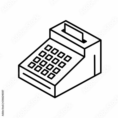 Isometric Cash Register Line Art Icon