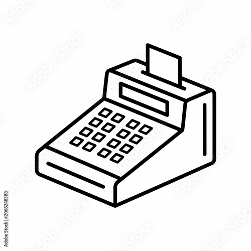 Isometric Cash Register Line Art Icon