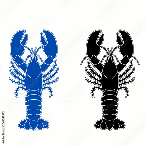 Lobster Seafood Graphic Icon Vector Silhouette Set