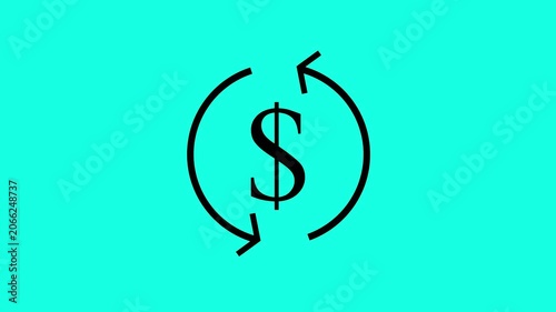 Animated dollar currency icon on a sky blue background,with 4k video animation.