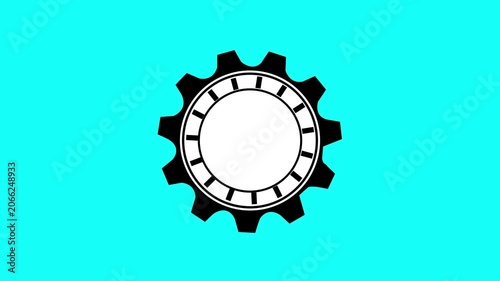 Animated video of a gear wheel with rotating animation on a sky blue background,with 4k video animation.