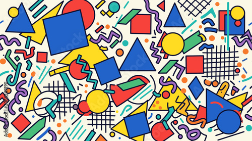 Memphis Style Retro 80s Geometric Pattern Background for Vibrant Creative Design Projects