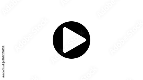 circular play button with a symbol, representing video playback or media streaming. Ideal for video animation.on white background.