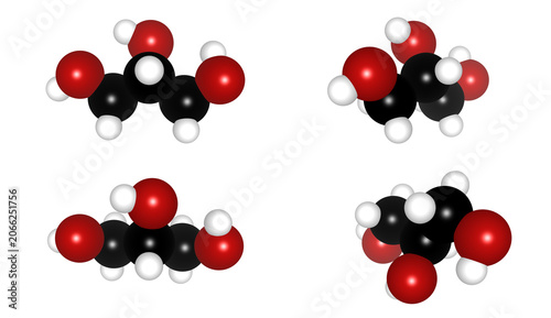 Tableau sur toile 3D Chemical Structure Model of Glycerin Glycerol Propane-1,2,3-triol C3H8O3 Mole