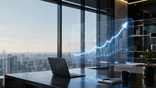 AI Business Growth Hologram Dashboard