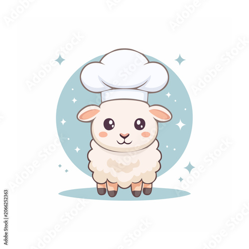 Cute sheep wearing a chef hat