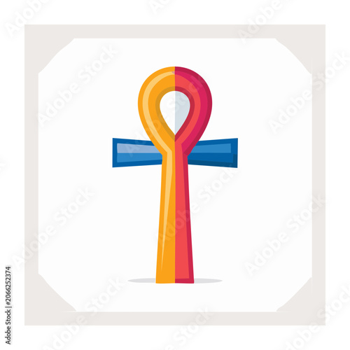 Flat design Ankh symbol with gradient colors