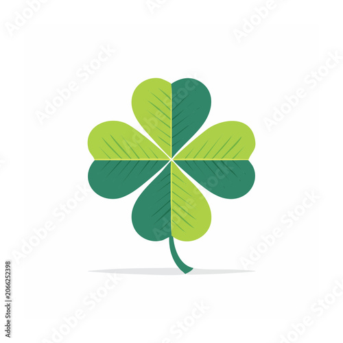 Four leaf clover icon with green leaves on white background