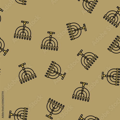 Bild auf Leinwand menorah jewish vector seamless pattern menorah jewish sign illustration