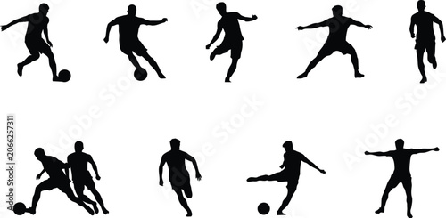 Quadro su tela Black silhouette people dancing in various dynamic poses and styles party