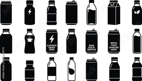 Foto Black and white of various spray bottles and containers spray can cleaning spray
