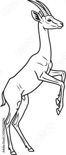 Gazelle Leaping Line Art Vector Illustration