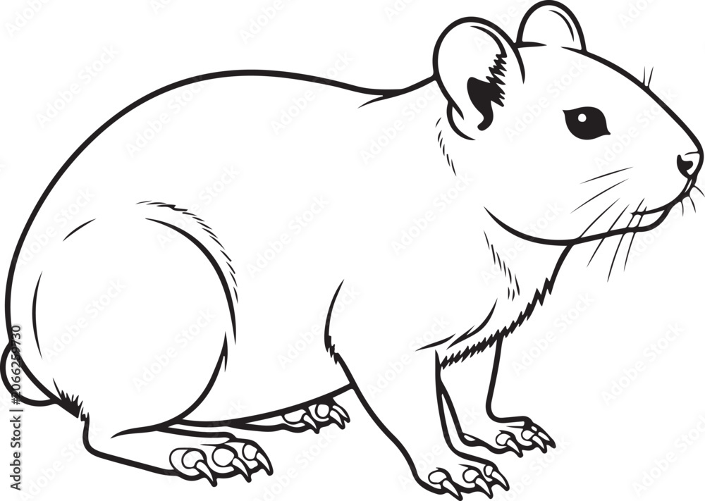 Fototapeta premium Pika Rodent Line Art Vector Illustration