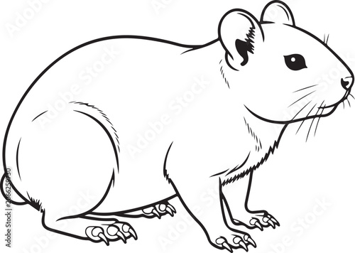Pika Rodent Line Art Vector Illustration