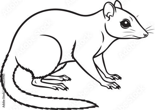Cute Tree Shrew Line Art Vector Illustration