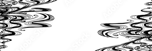 伝統紋様風黒色で波を描いた横長背景イラスト