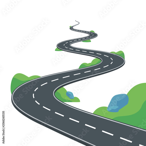 Winding road graphic illustrating a journey, strategy roadmap, or future career path