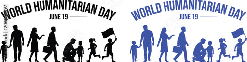 World humanitarian day illustration with diverse people and text banner
