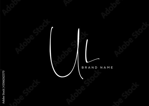 UL letter beauty cursive handwriting logo. vector logo| abstract logo| minimalist logo| brand identity| calligraphy design.