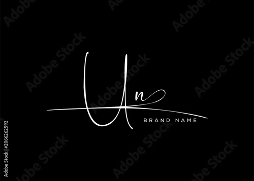 UN letter beauty cursive handwriting logo. vector logo| abstract logo| minimalist logo| brand identity| calligraphy design.