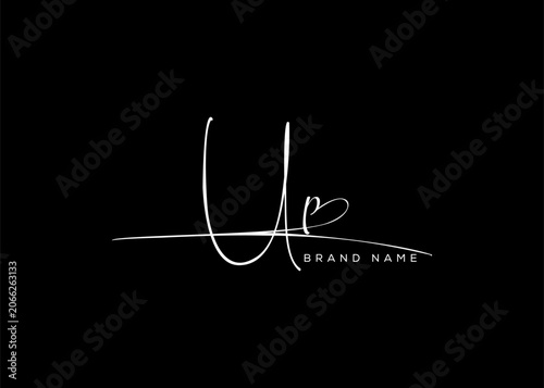 UP letter beauty cursive handwriting logo. vector logo| abstract logo| minimalist logo| brand identity| calligraphy design.
