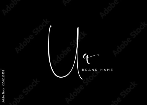 UQ letter beauty cursive handwriting logo. vector logo| abstract logo| minimalist logo| brand identity| calligraphy design.